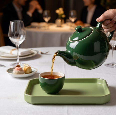 Forest Green and Sage Ceramic Tea Set
