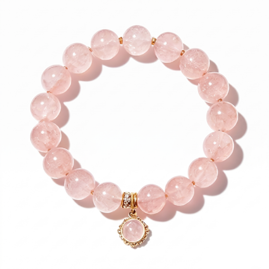 Ornate Rose Quartz Medallion Bracelet
