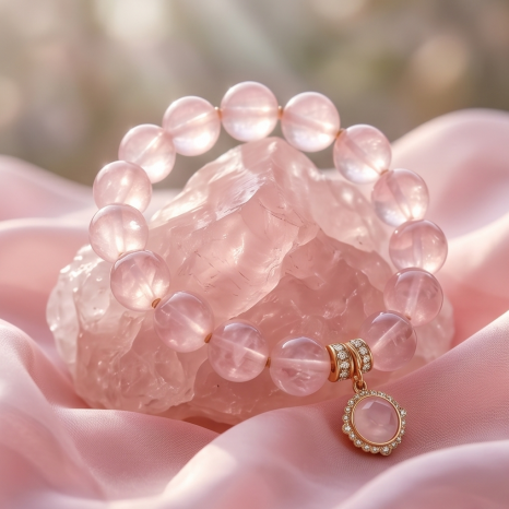 Ornate Rose Quartz Medallion Bracelet