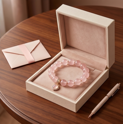 Ornate Rose Quartz Medallion Bracelet