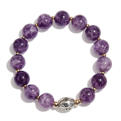 Regal Amethyst Filigree Beaded Bracelet