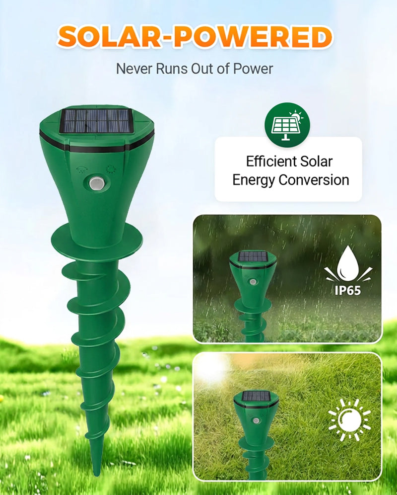 🌸Hot Sale 50% OFF☘️ Solar Powered Waterproof Screw Mole Repellent