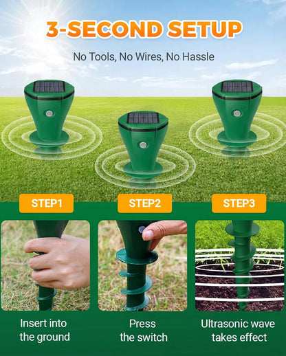 🌸Hot Sale 50% OFF☘️ Solar Powered Waterproof Screw Mole Repellent