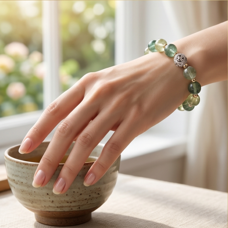 Serene Sage Translucent Beaded Bracelet