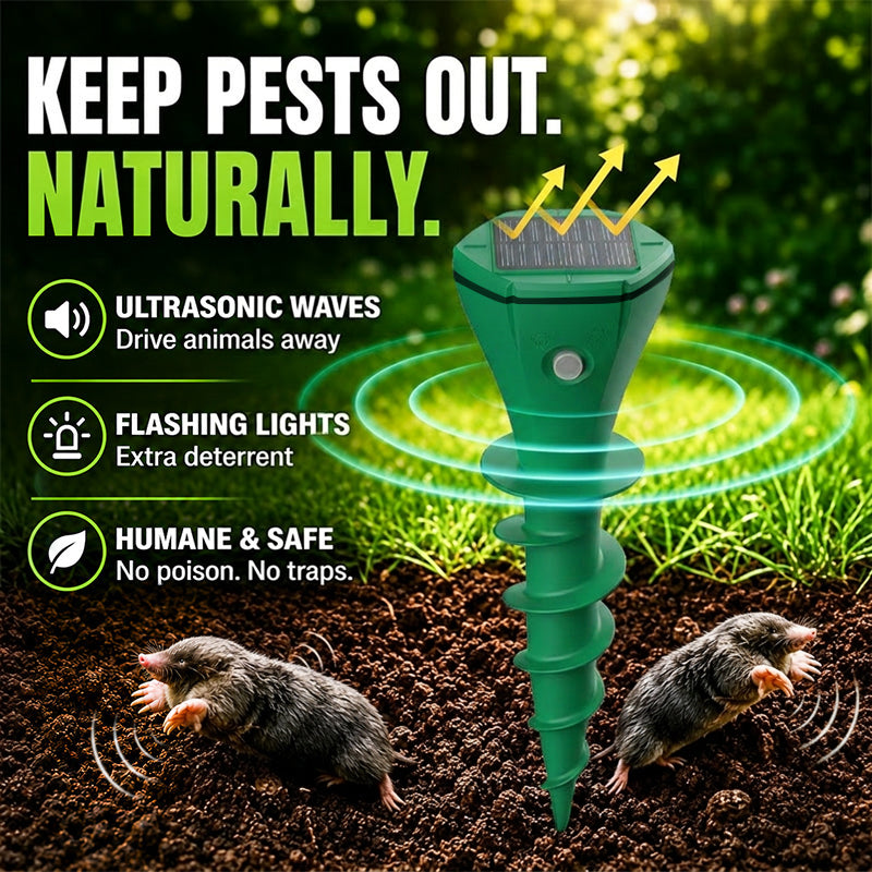 🌸Hot Sale 50% OFF☘️ Solar Powered Waterproof Screw Mole Repellent