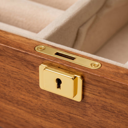 Walnut Glass-Top Wooden Jewelry Box